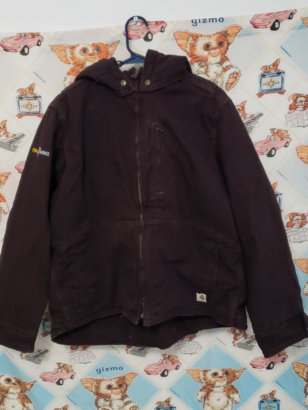 Carhartt Hooded Lined Work Jacket dusty Plum Fit Pockets Size XL